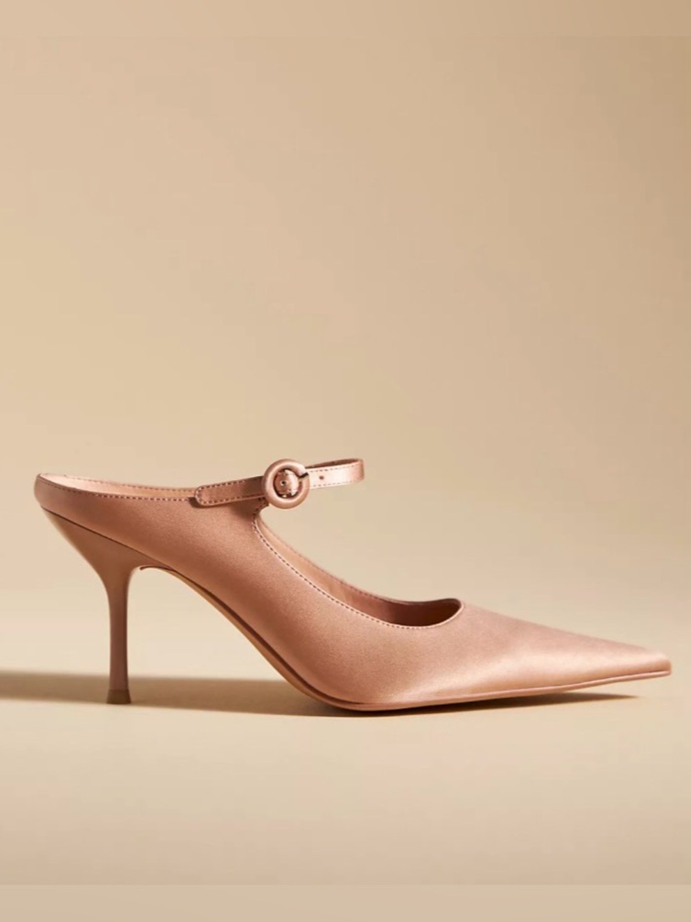 Jeffrey Campbell Tiyera Heels Silk Satin Mule Pointed Toe Size 7